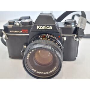 Konica Autoreflex TC 35mm SLR Camera w/ Hexanon AR 50mm F1.7 Lens Strap